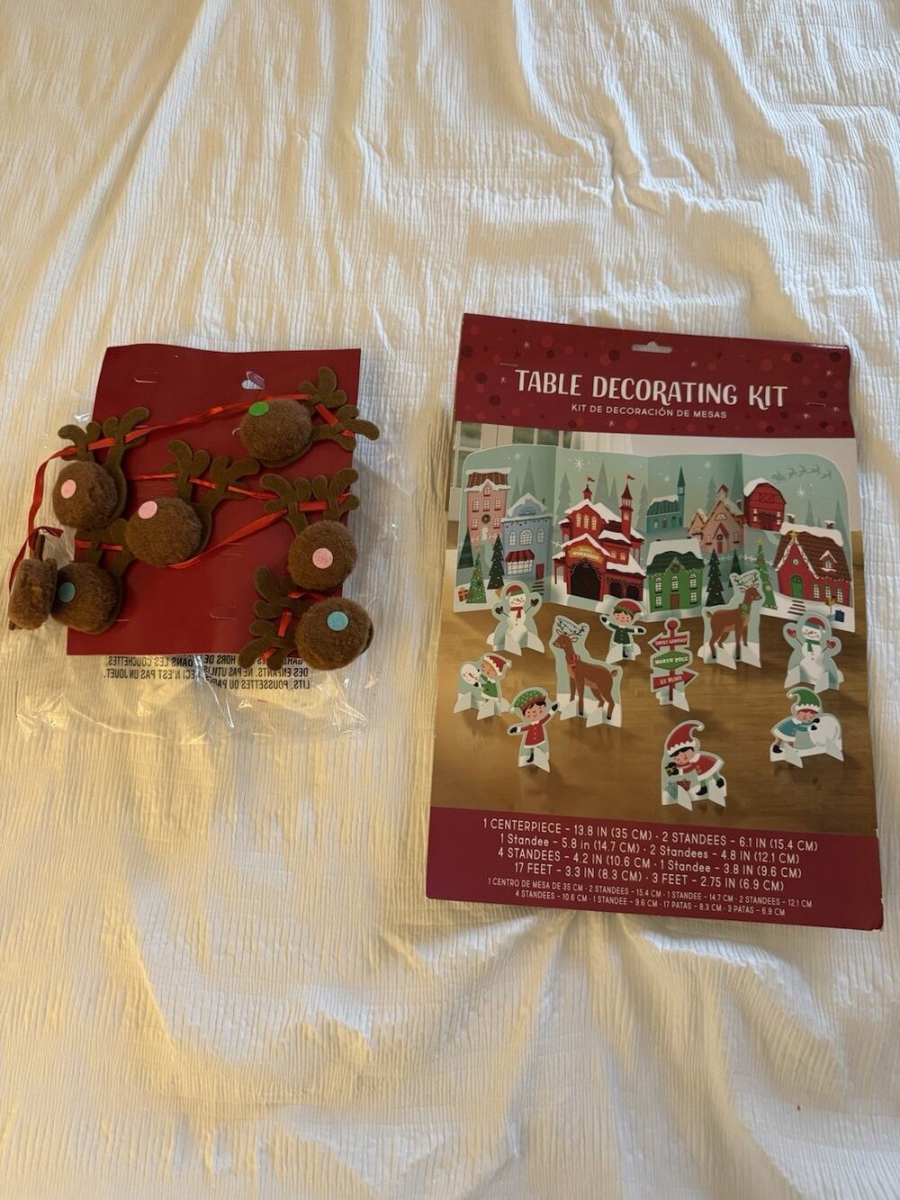 Christmas Decorations Set of 2 Centerpiece Reindeer Garland Reindeer Snowmen